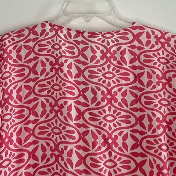 Charter Club Embroidered Split Neck Tunic Pink White Size PM Resort Cruise Chic - Picture 8 of 14